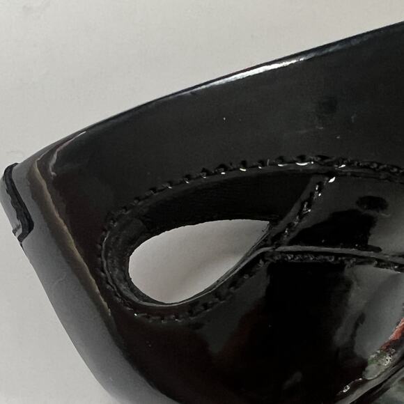 Tod's Women Black Yellow Band Patent Leather Square Toe Cut Out Heels 36 / 6 - Picture 12 of 13